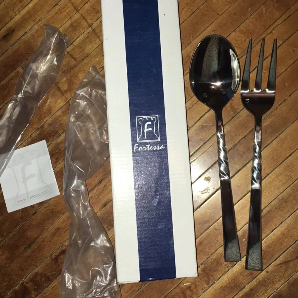 Fortessa wroght hostess set, stainless steel